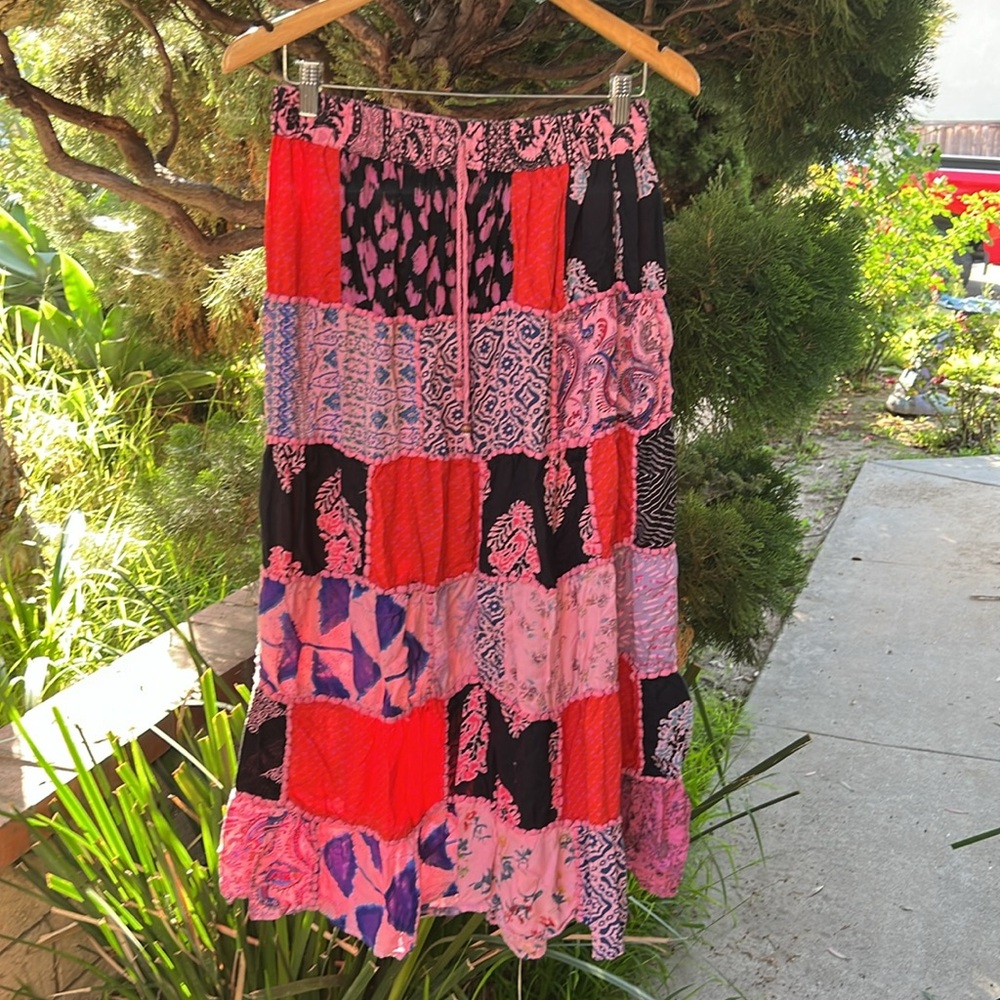 Ana & Kate patchwork elastic waist maxi skirt size M Gypsie‎ core.